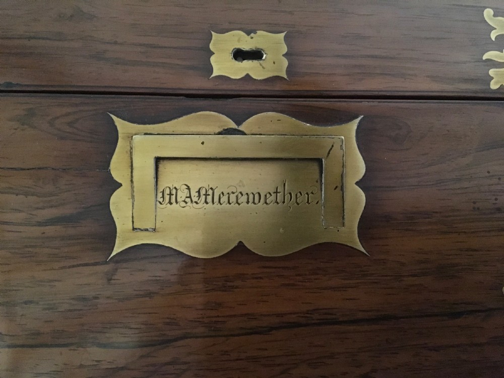 Regency brass inlaid ladies writing slope  View II