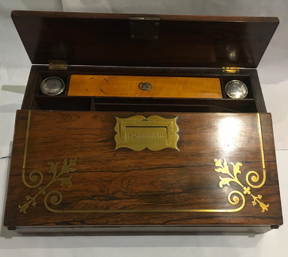 Regency brass inlaid ladies writing slope  View VII