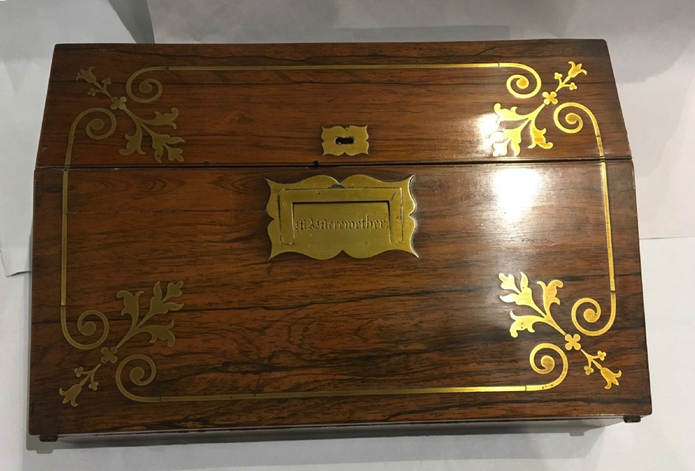 Regency brass inlaid ladies writing slope  View VIII