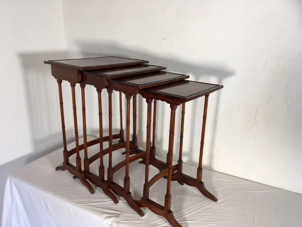 Superb Quartetto of Mahogany and Satinwood Nesting Tables  View X