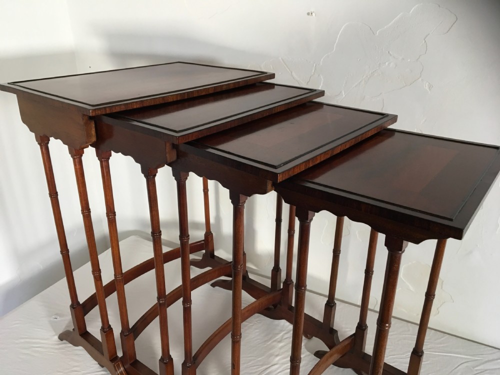 Superb Quartetto of Mahogany and Satinwood Nesting Tables  View XI