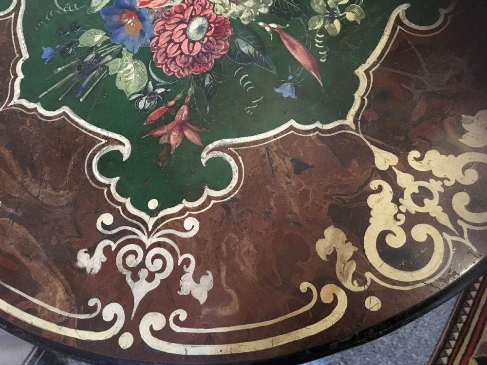 Early Victorian painted slate centre table  View III