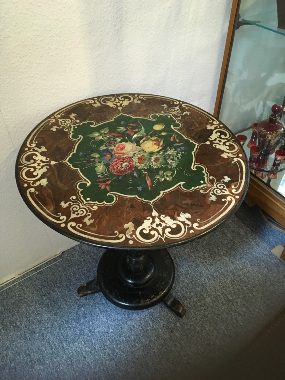 Early Victorian painted slate centre table  View IV
