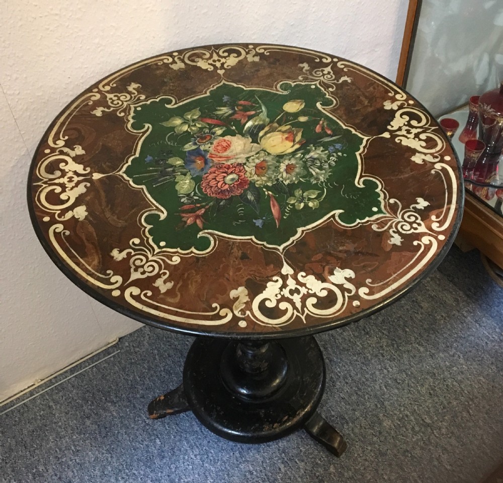 Early Victorian painted slate centre table  View V