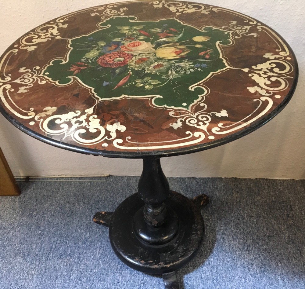 Early Victorian painted slate centre table  View VI