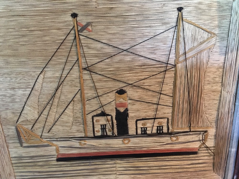 Primitive Sailors Wool Work Picture  View II