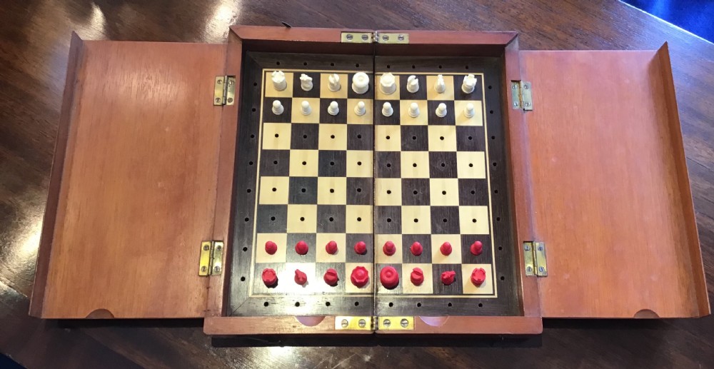 Antique travelling Chess Set View II