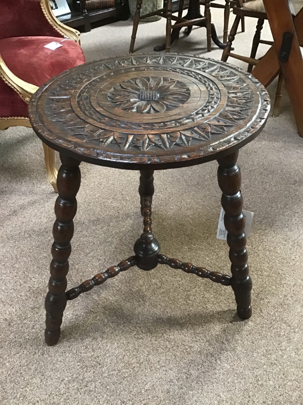 Carved Oak Cricket Table 