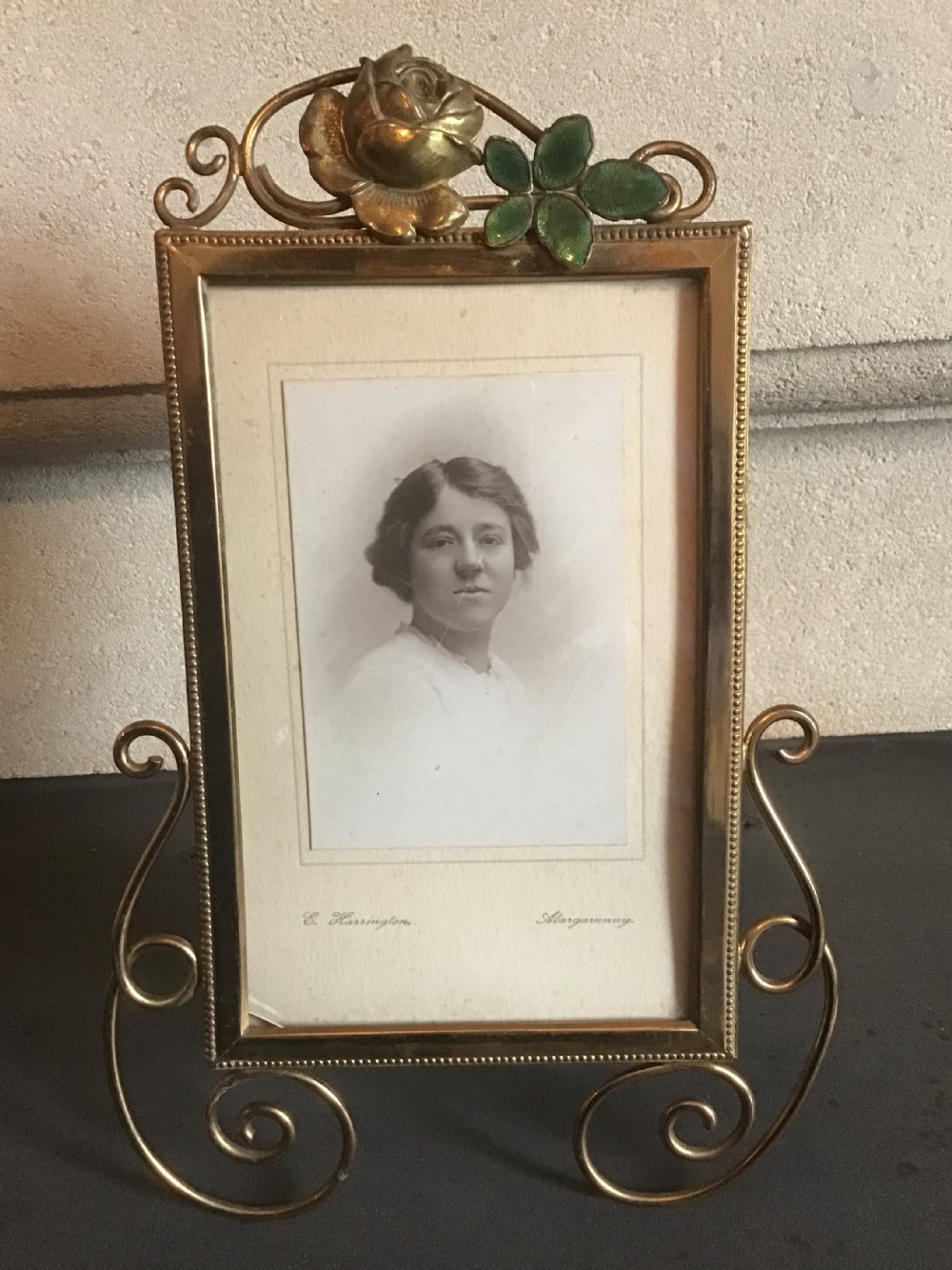 Victorian Brass and Enamel Photograph Frame 
