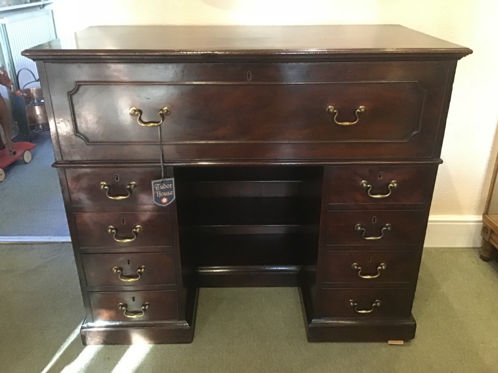 George III Cuban Mahogany Secretaire Kneehole Desk  View II