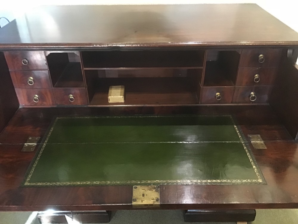 George III Cuban Mahogany Secretaire Kneehole Desk  View V