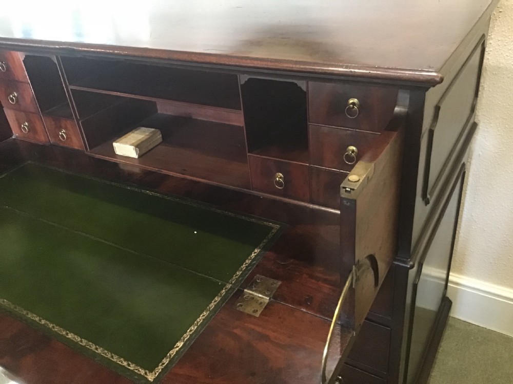 George III Cuban Mahogany Secretaire Kneehole Desk  View XI