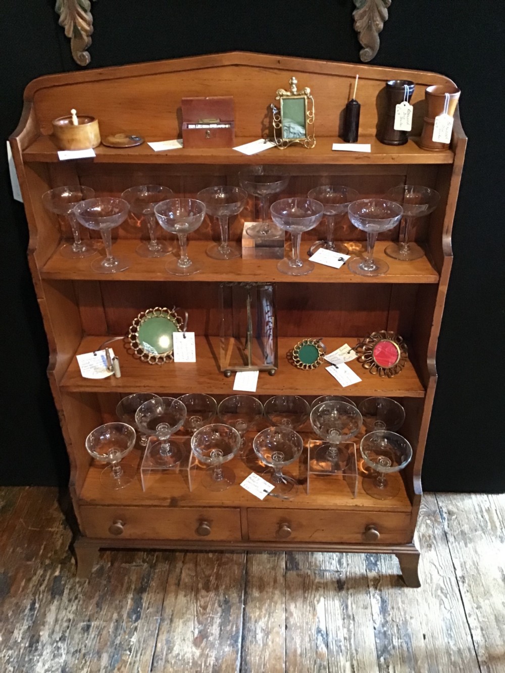 Early Victorian fruitwood waterfall bookcase  View V