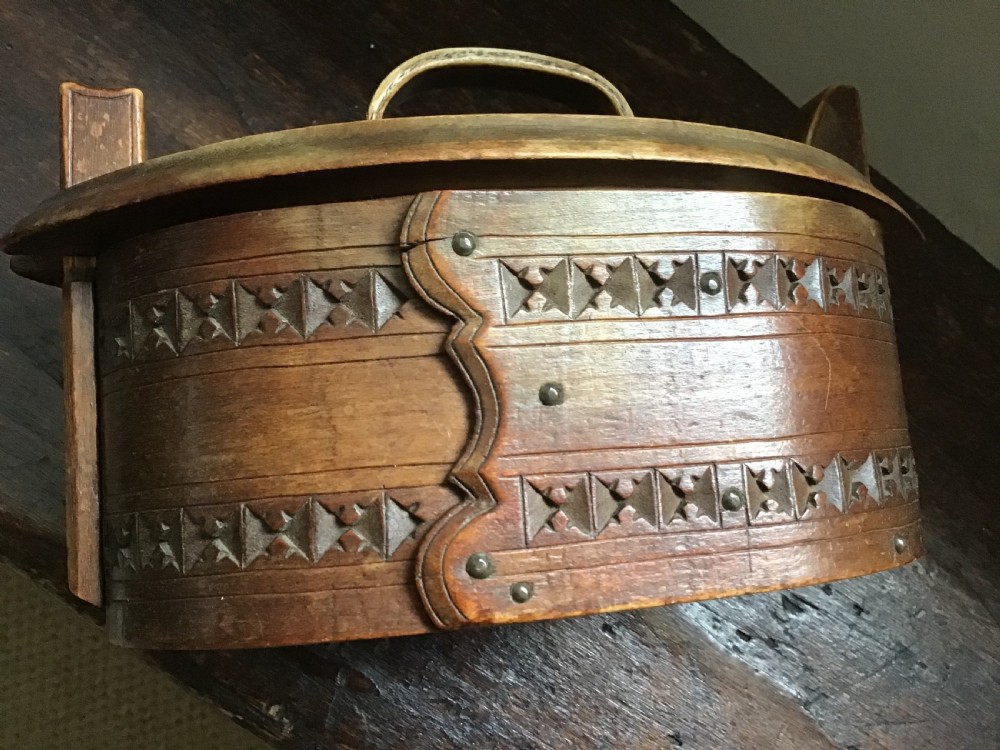 Swedish Folk Art Birch Bentwood Brides Box  View VII