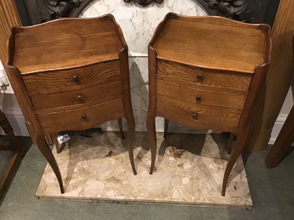 Pair of French Oak Bedside Tables 