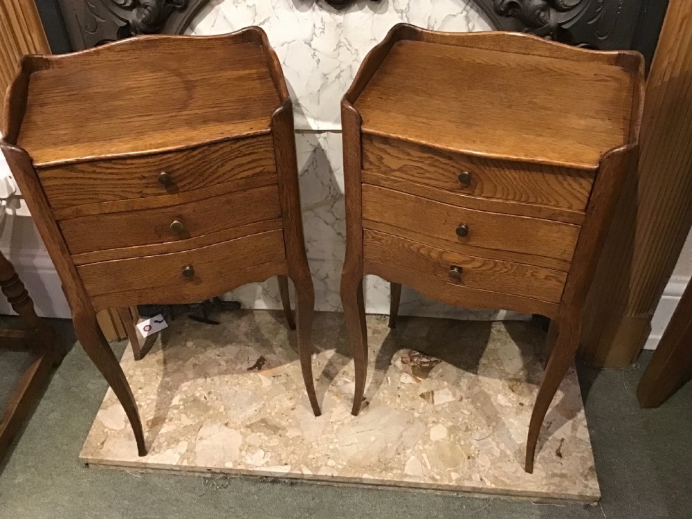 Pair of French Oak Bedside Tables  View II
