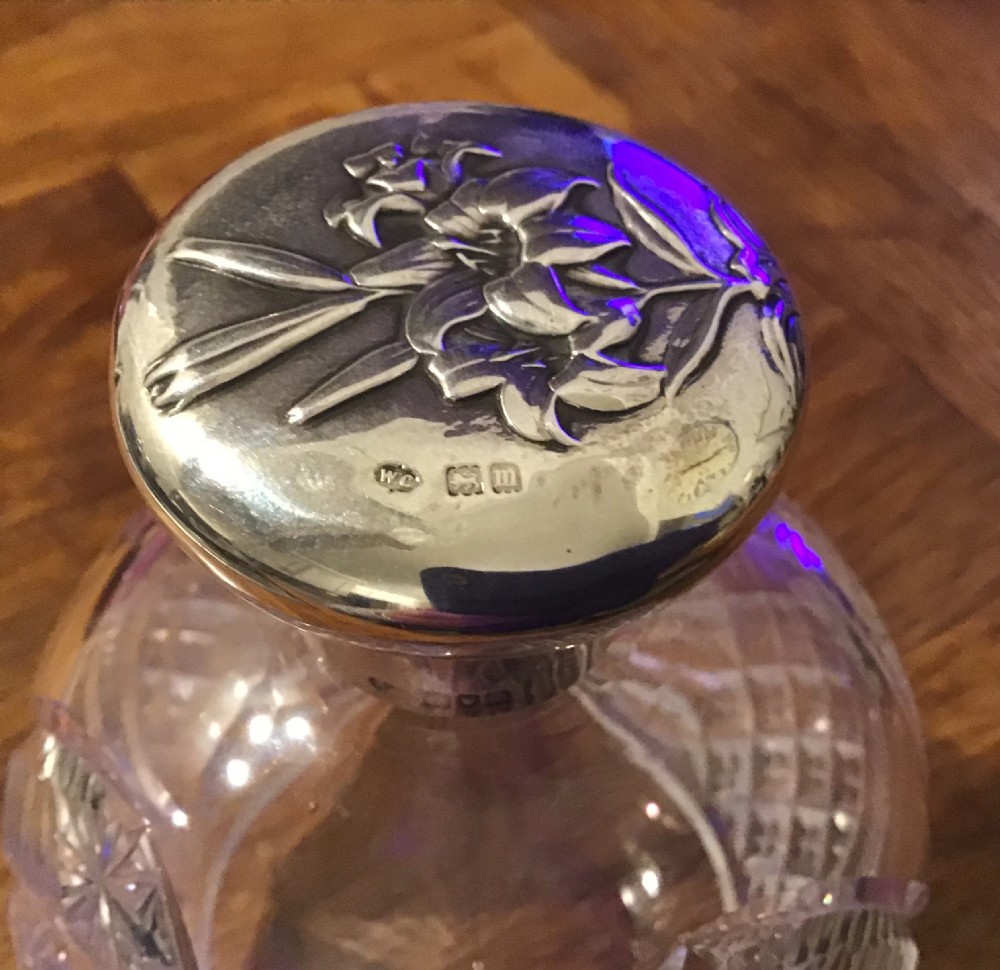 Cut glass silver topped perfume bottle by William Comyns View VI