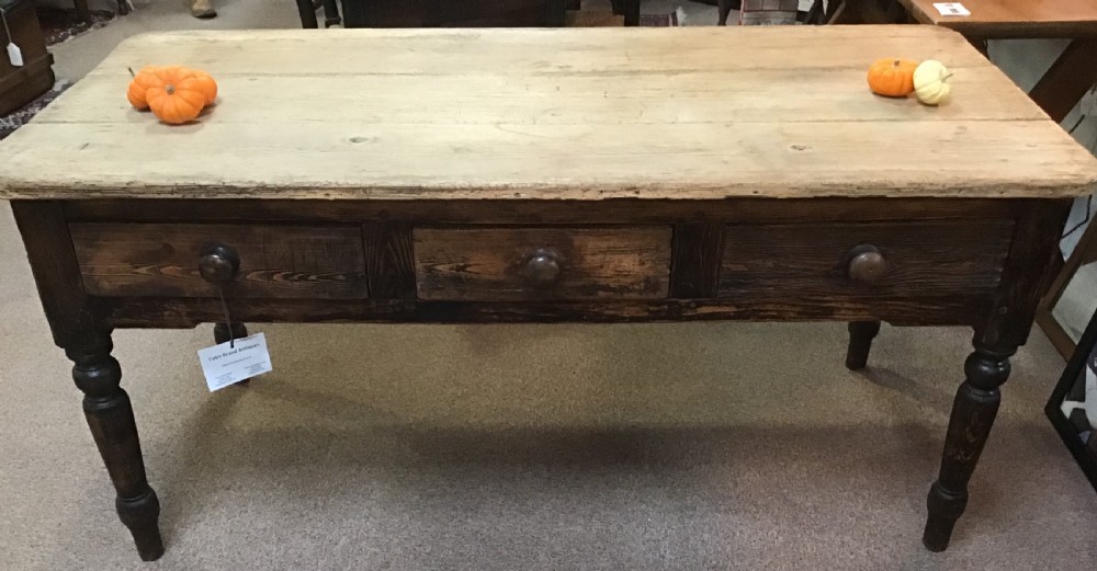 Victorian pine and elm kitchen farmhouse table  View V