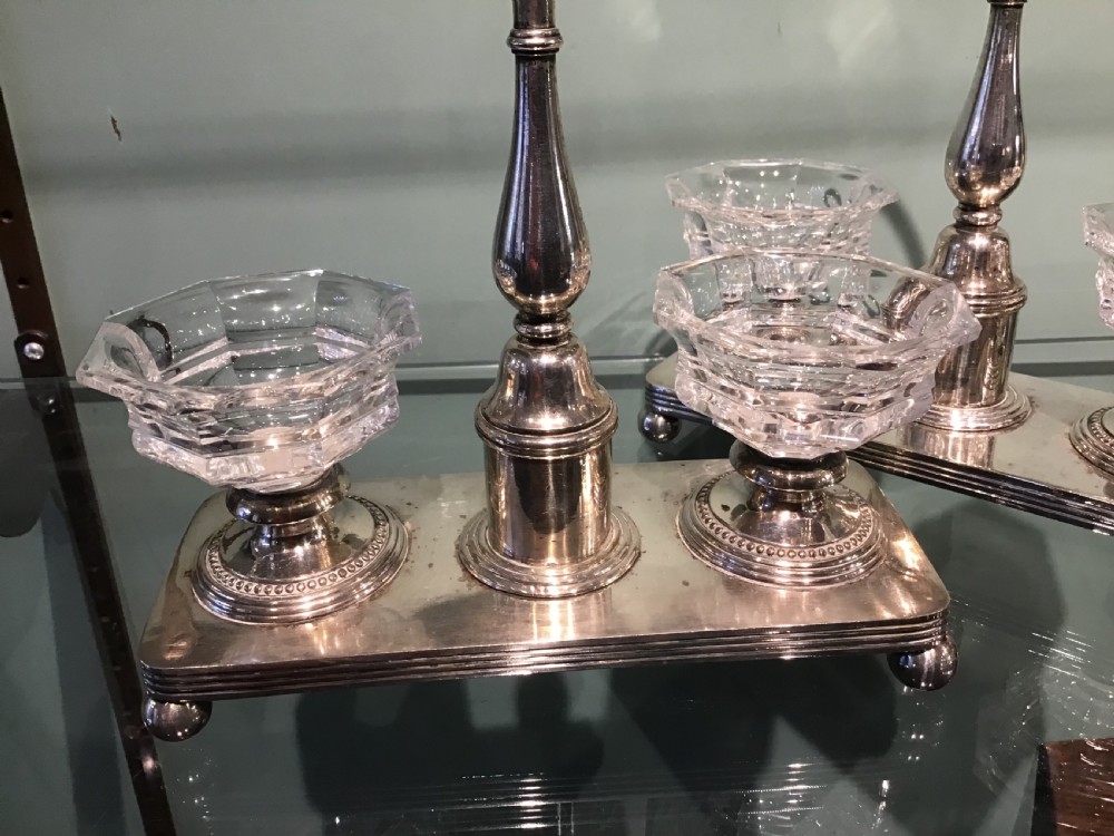 Pair of Christofle and Baccarat Crystal silver plated open salts   View II