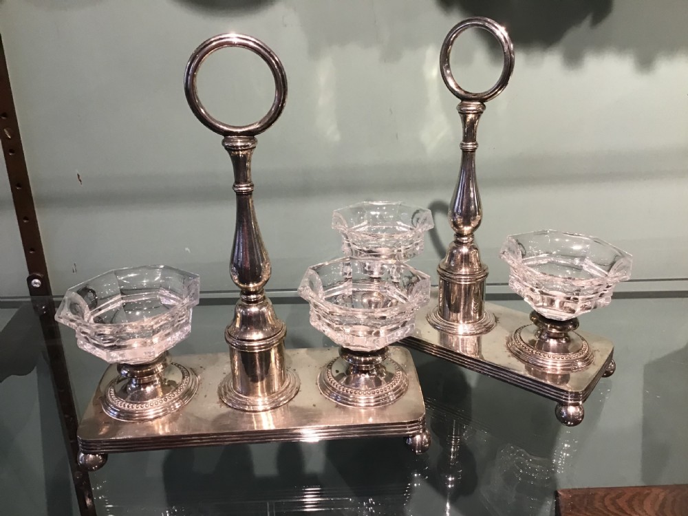 Pair of Christofle and Baccarat Crystal silver plated open salts   View IV