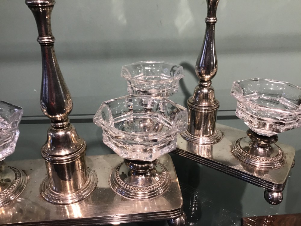 Pair of Christofle and Baccarat Crystal silver plated open salts   View V