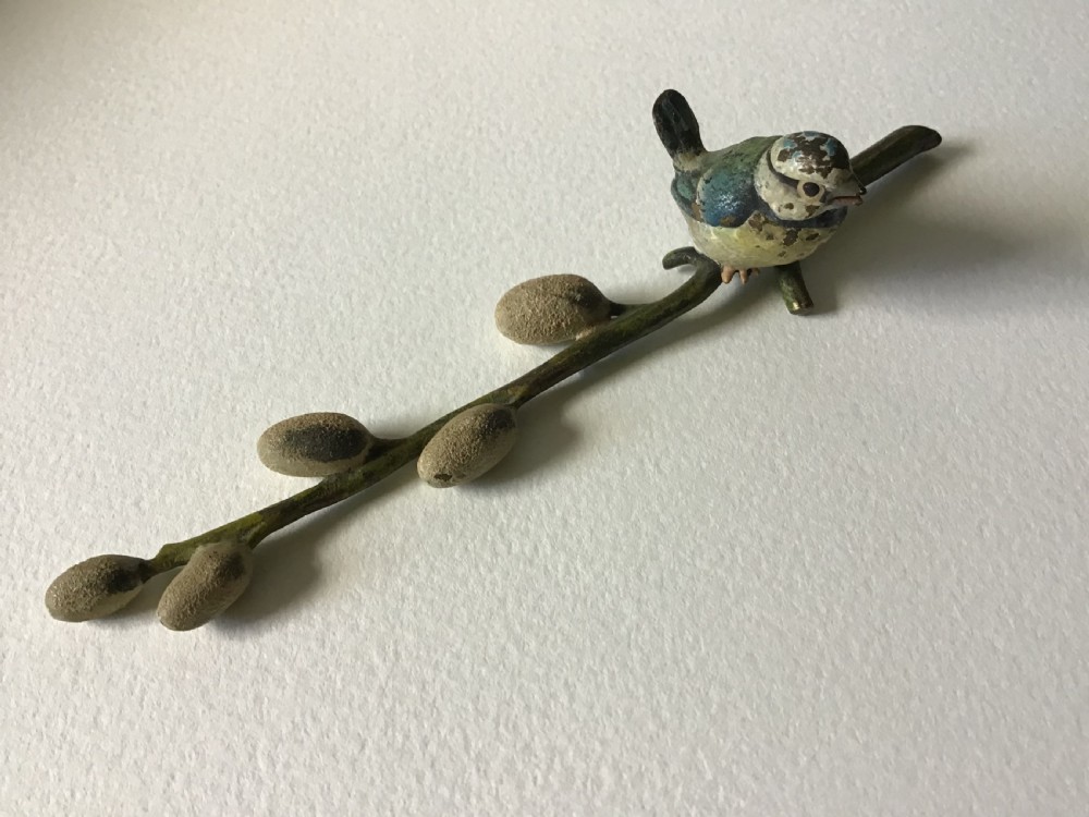 Cold painted bronze blue tit 