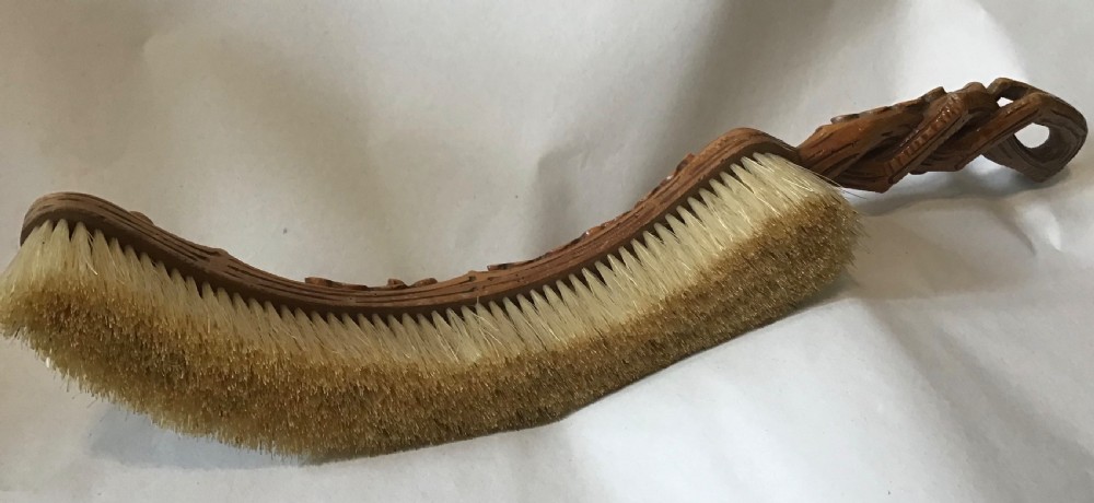 Treen crumb tray and brush  View III
