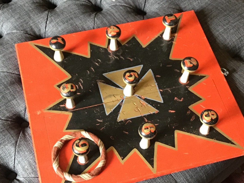 Fairground painted Hoop-La game with nine hoops  View III