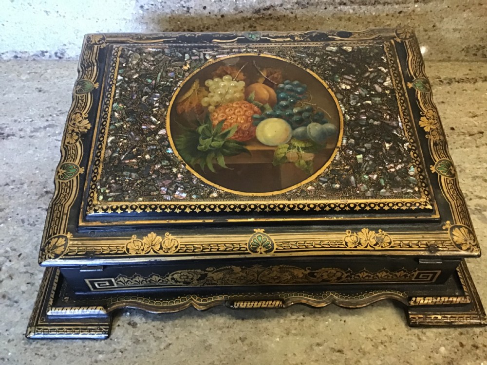 Ladies Gilded Papier Mache Writing Slope 
