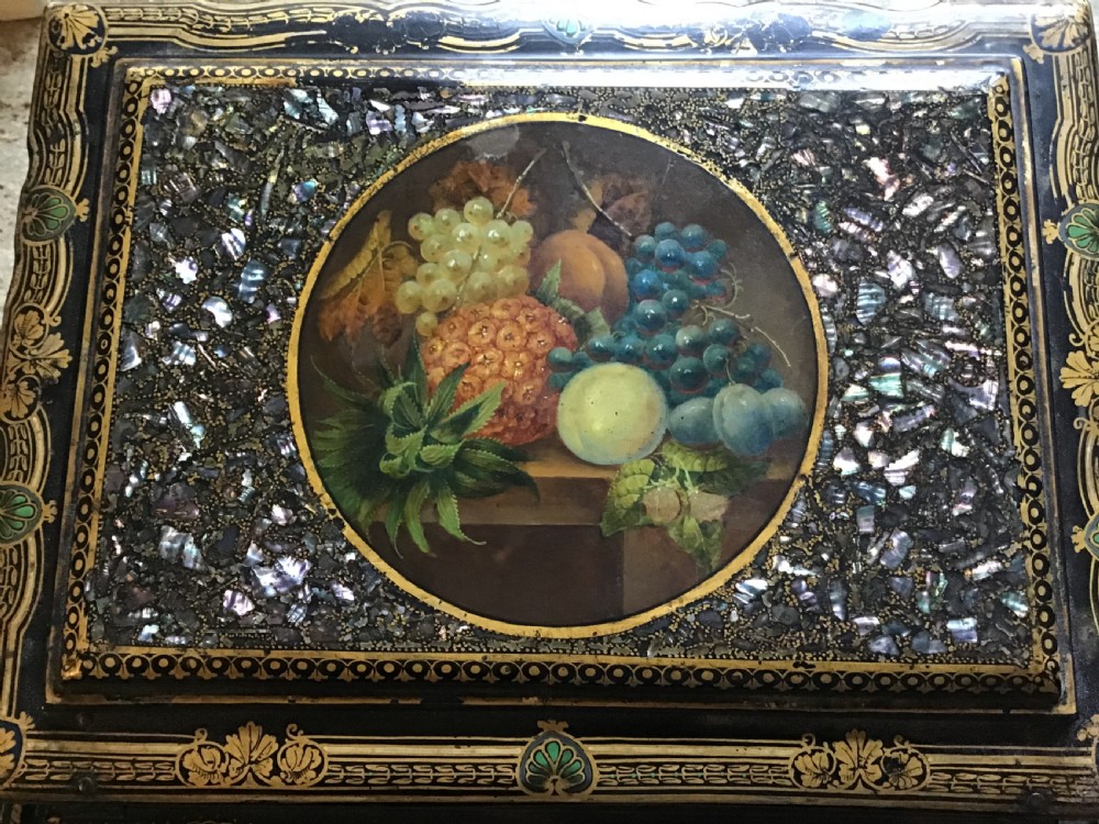 Ladies Gilded Papier Mache Writing Slope  View III