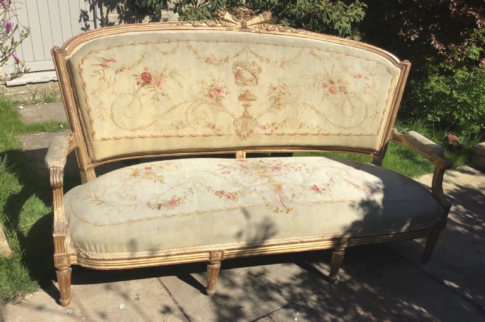 French Gilt Wood Salon Sofa 