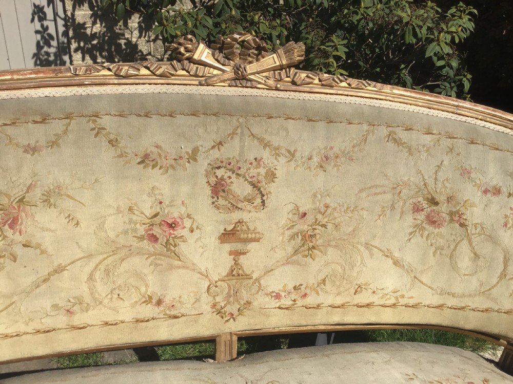 French Gilt Wood Salon Sofa  View V