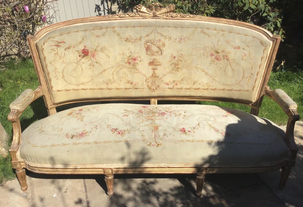 French Gilt Wood Salon Sofa  View VI