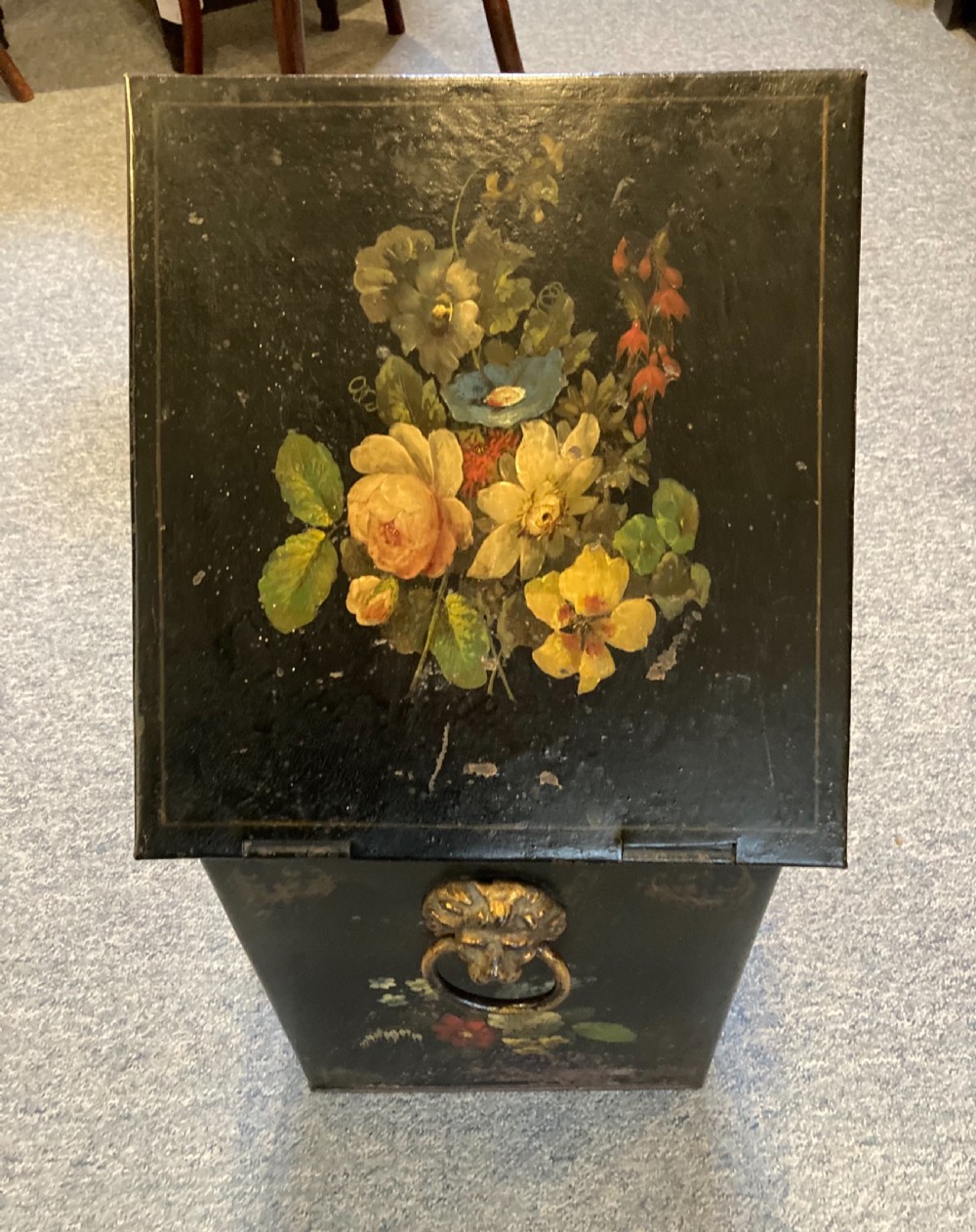 Victorian Toleware Coal Bin  View II