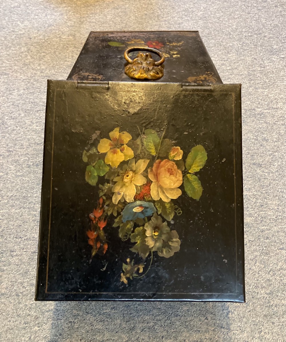 Victorian Toleware Coal Bin  View III