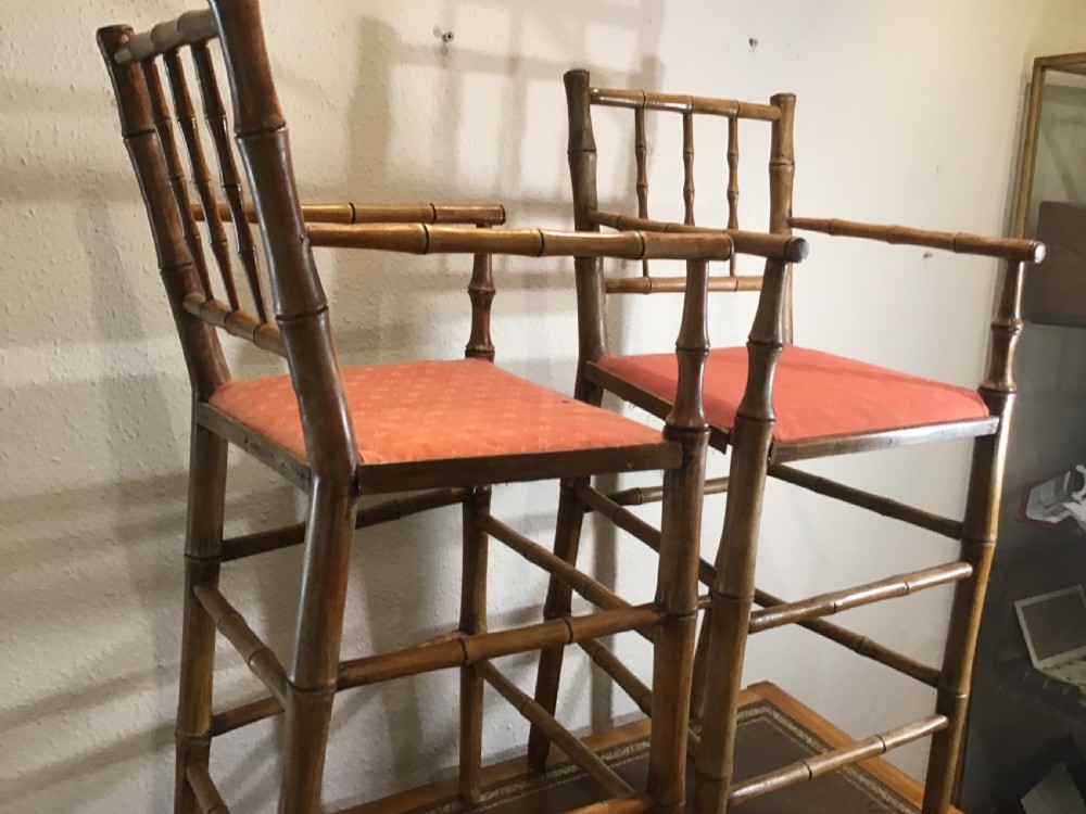 Pair of Victorian Bamboo High Chairs  View II