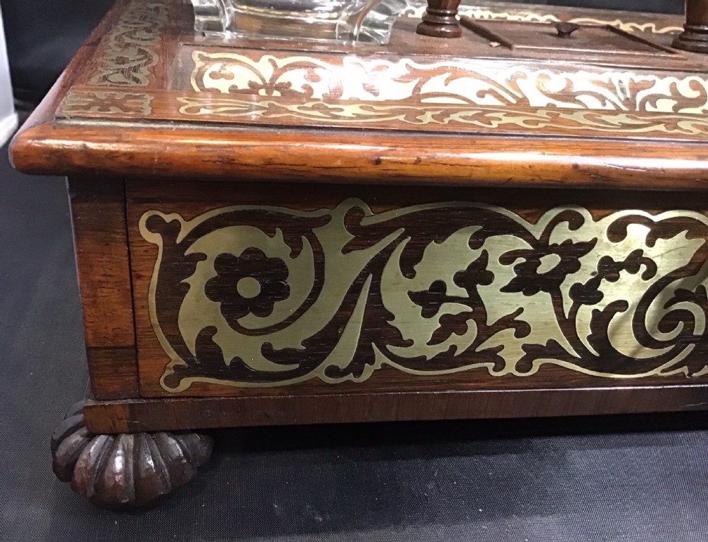 Rosewood and brass inlay desk stand  View III