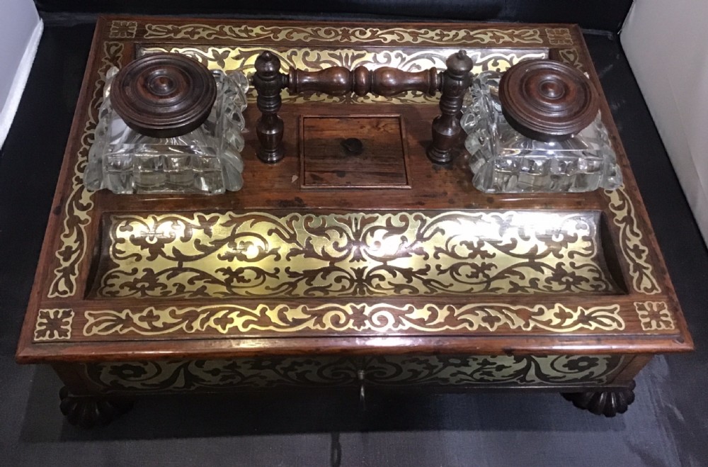 Rosewood and brass inlay desk stand  View IV