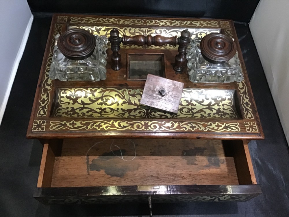 Rosewood and brass inlay desk stand  View VI
