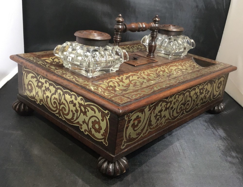 Rosewood and brass inlay desk stand  View VII