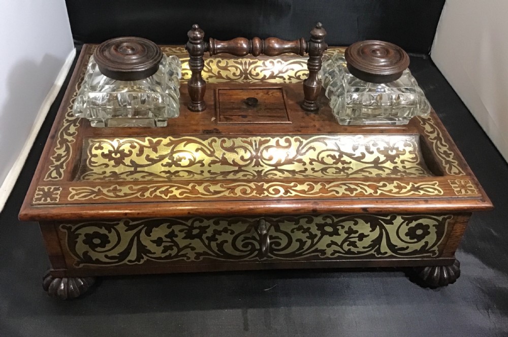 Rosewood and brass inlay desk stand  View VIII