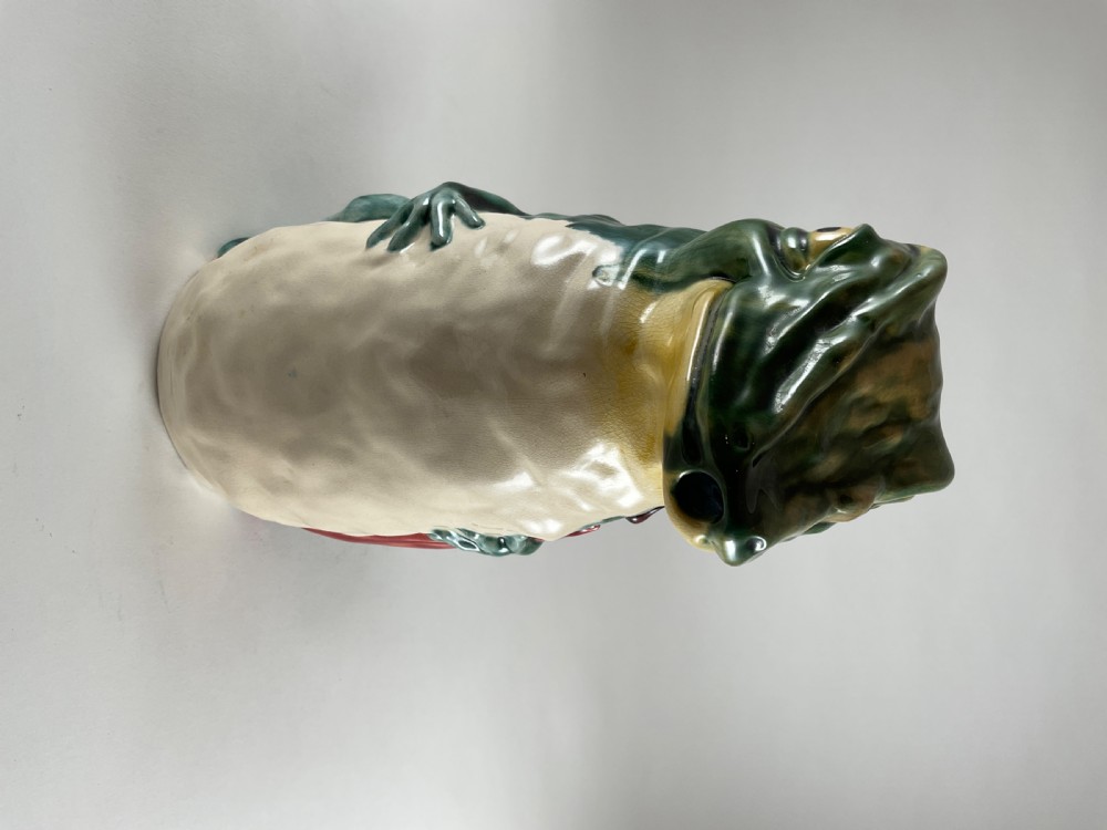 French Majolica Frog Pitcher  View IV