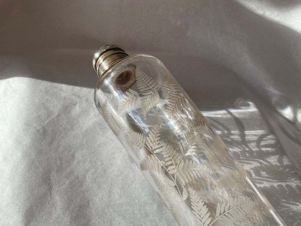 Victorian Glass Hunting Flask and leather case  View IV