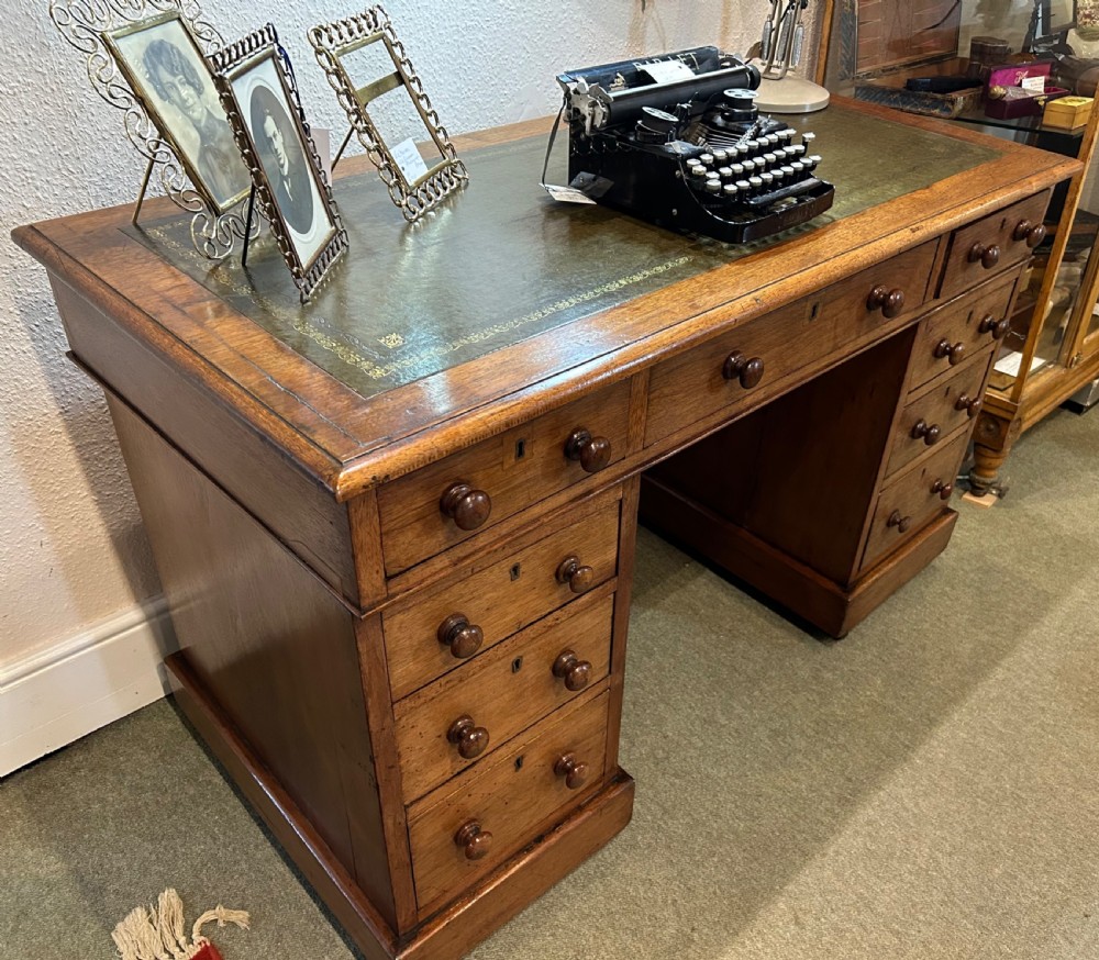 Victorian Oak Pedestal Desk  View VII