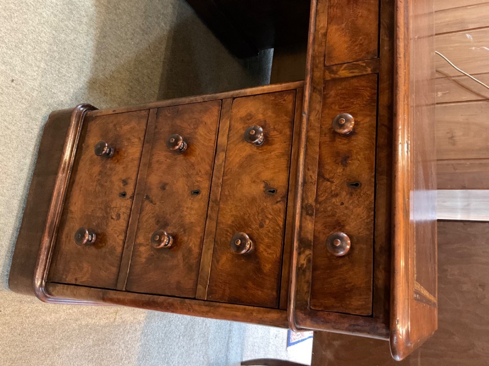 Victorian Burr Walnut Pedestal Desk View III