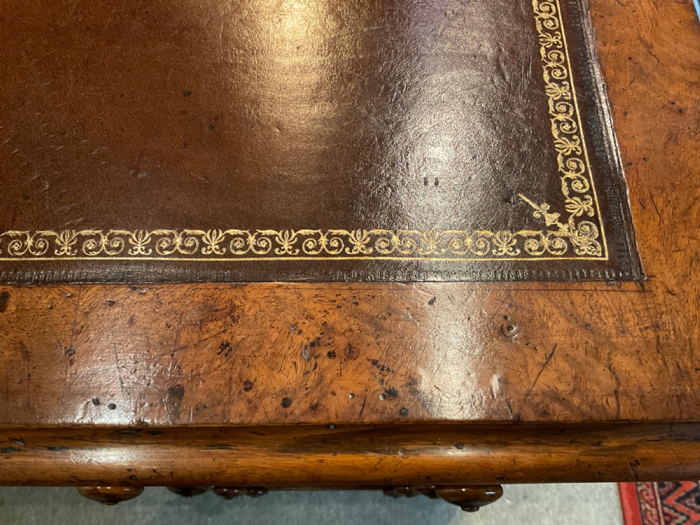 Victorian Burr Walnut Pedestal Desk View IV