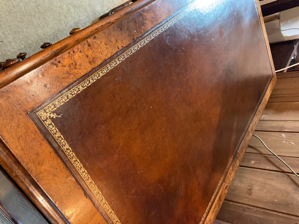 Victorian Burr Walnut Pedestal Desk View VI
