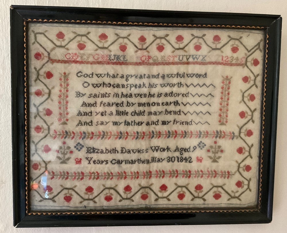 Pair of Samplers by The Davies Sisters, Carmarthen 1842  View VIII