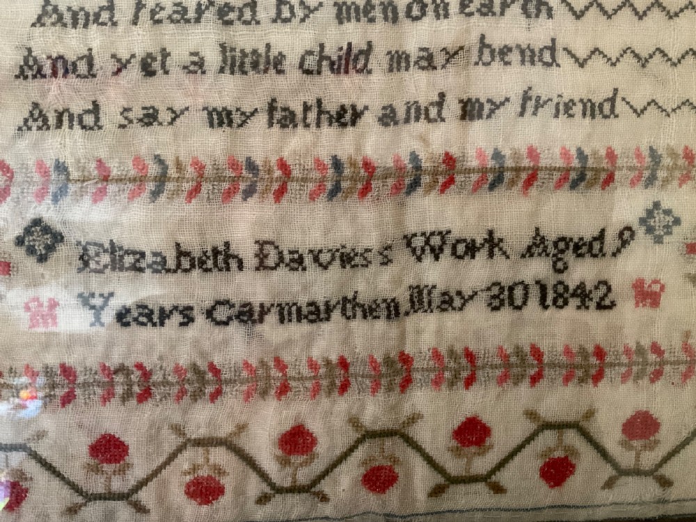 Pair of Samplers by The Davies Sisters, Carmarthen 1842  View XI