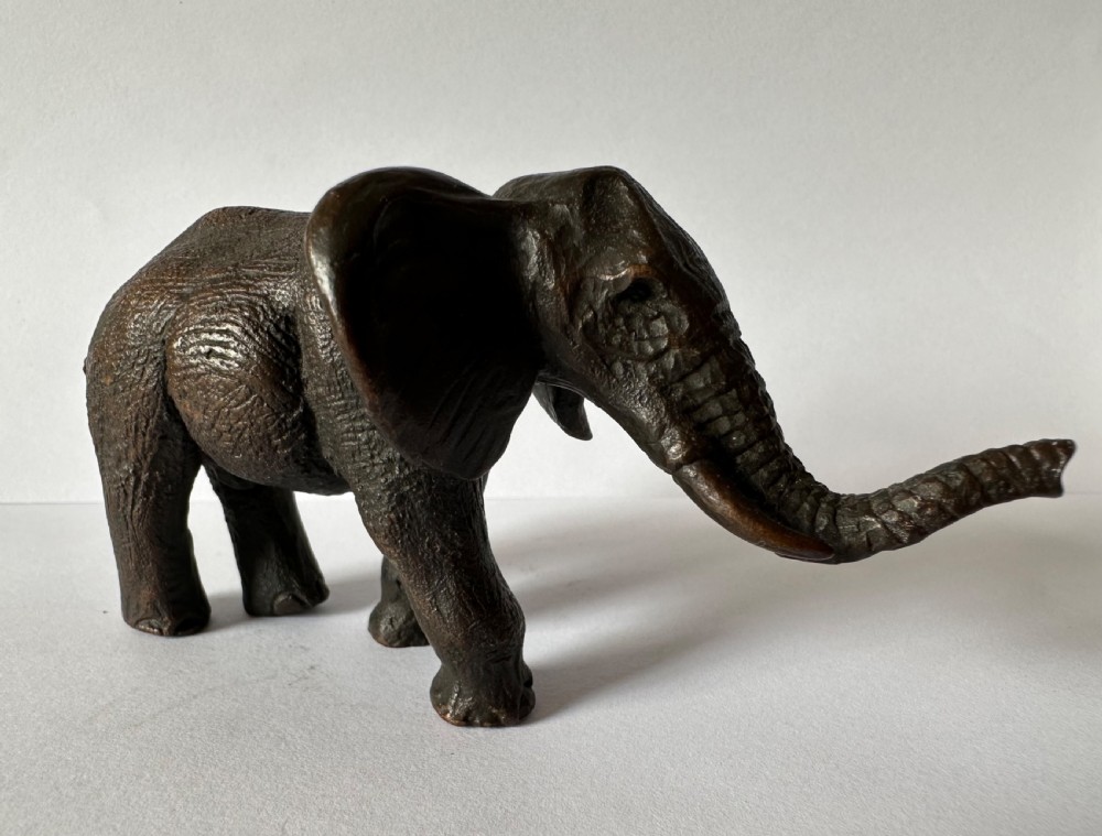 Antique Austrian Cold Painted Bronze Elephant  View III